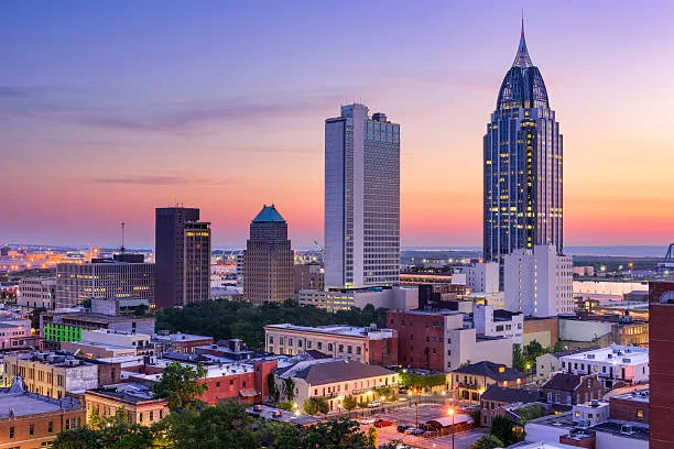 Mobile area skyline near Mobile, Alabama